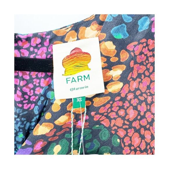 Farm Rio Rainbow Hearts Lenzing Ecovero Viscose Midi Dress Multicolor SZ XS NWT - Picture 10 of 12